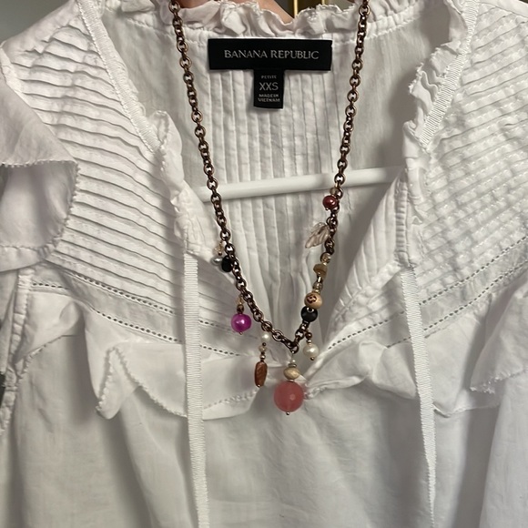 gemstone real pearls glass beads copper chain rose quartz charm - Picture 13 of 16